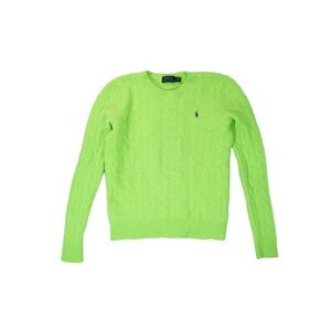 Polo Ralph Lauren Wool Cashmere Cable Knit Women's Sweater Size S Bright Green